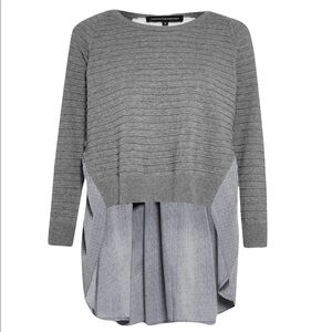 FRENCH Connection- Effie Long Sleeve Textured Knot -Size S- Color gray and white